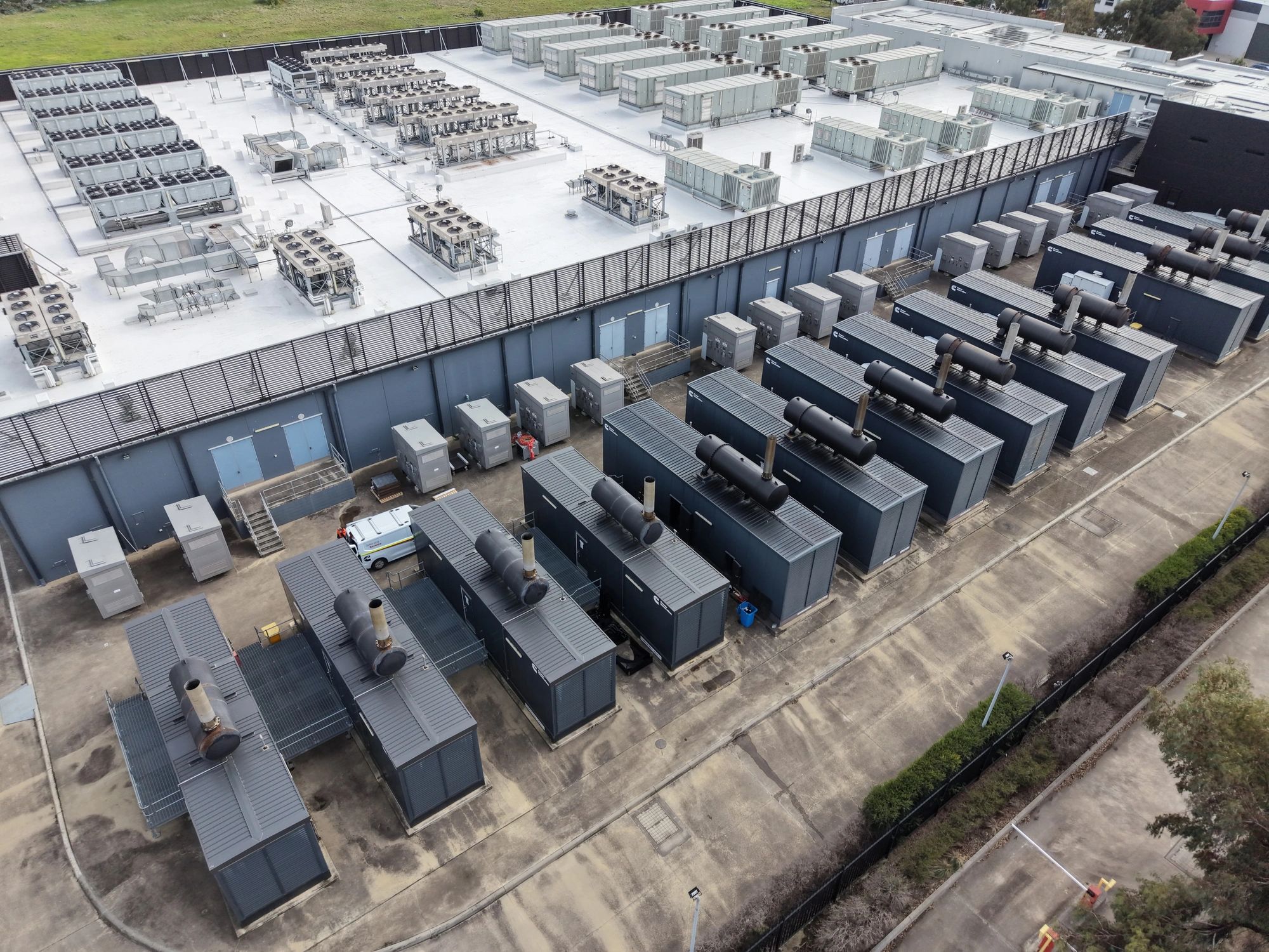 Data center infrastructure with cooling and power systems