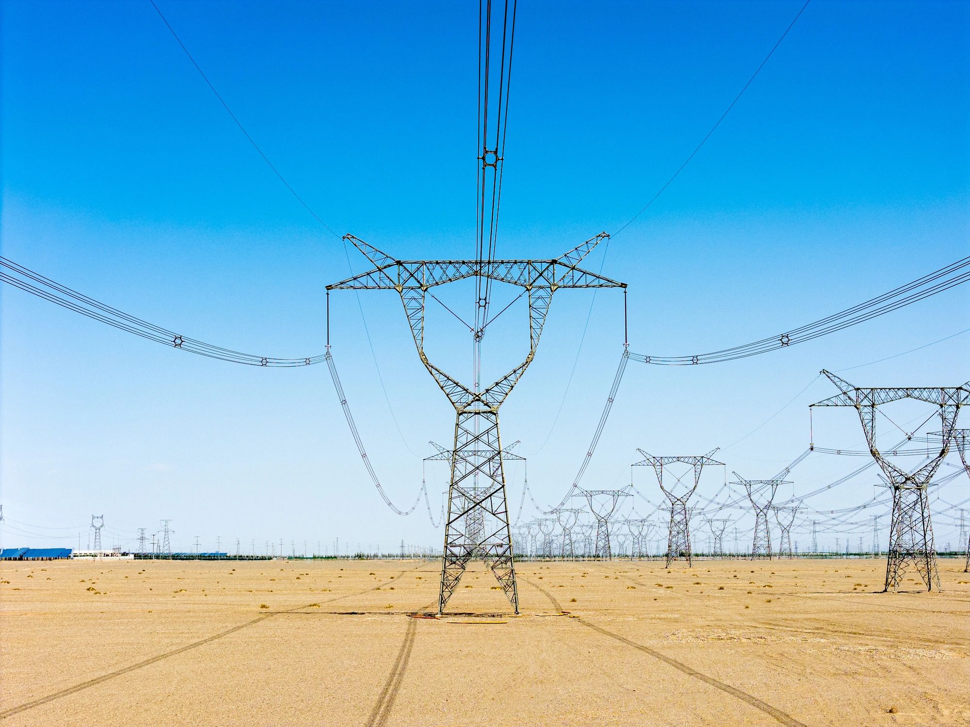 High voltage transmission towers and power infrastructure
